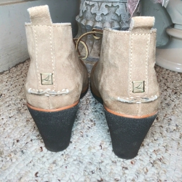 Sperry Harlow Taupe Suede Lace-Up Wedge Bootie - Picture 9 of 14